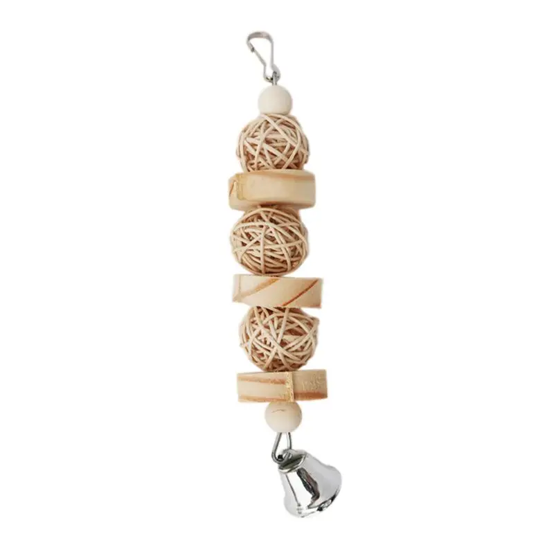 Bird Chew Toy Natural Wood Blocks Rattan Ball Parrot Entertainment Toys for Parakeet Cockatiel Lovebird Mini Macaw - Image 5
