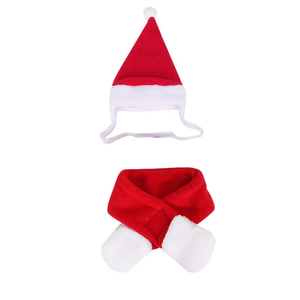 Cute Winter Pet Cloak Dog Cat Christmas Clothes Warm Puppy Santa Red Scarf Hat Head Funny Christmas Pet Costume Dog Cat Cloaks - Image 3