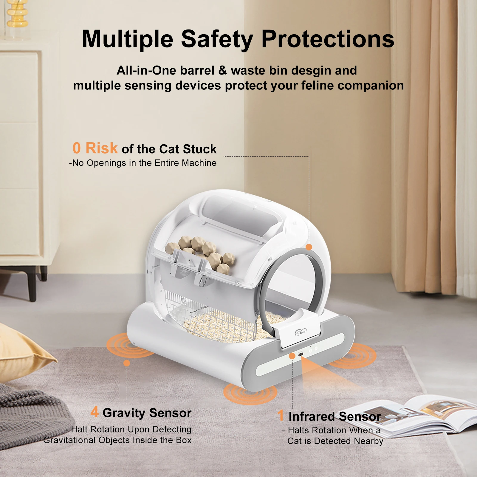 DOEL Automatic Cat Litter Box Self Cleaning with App Control & Cat Litter Mat Smart Cat Toilet for Multiple Large Cats - Image 5
